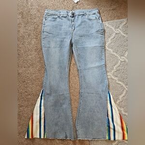 Home folk plus size bell bottom flare legged jeans